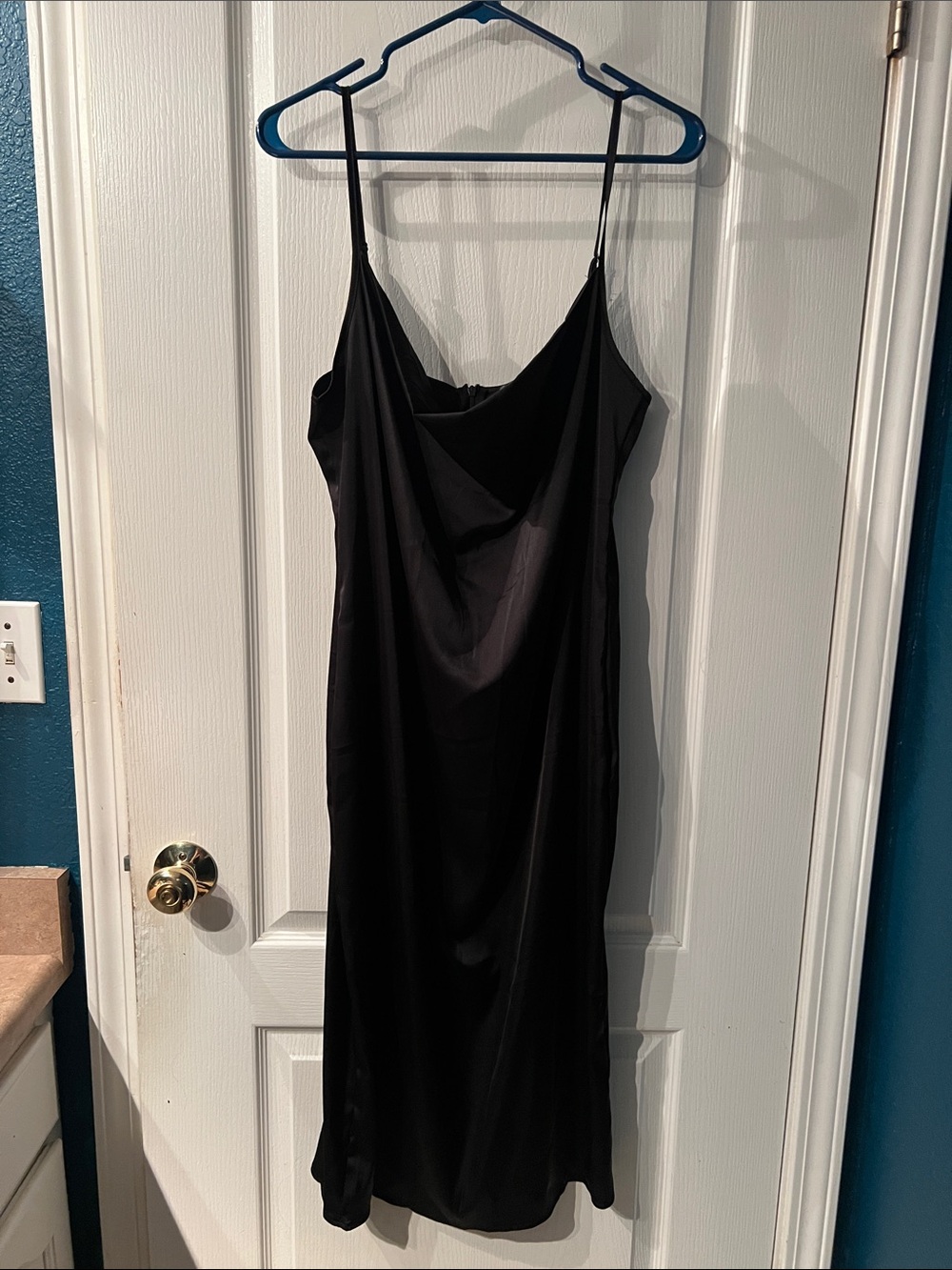 Black Slip Dress with Cowl Neck